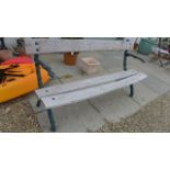 A cast iron garden bench - Width 170cm - with wooden back and seat