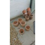 Eleven assorted terracotta pots