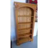 A tall reproduction pine open bookcase - 183cm x 90cm - in very good condition