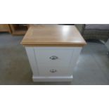 A pair of good quality painted white bedsides with solid oak top - Height 64cm x Width 53cm