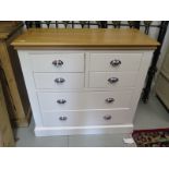 A good quality new painted 4 + 2 chest with solid oak top - Width 95cm x Depth 40cm x Height 92cm