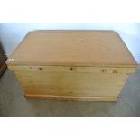 A Victorian striped pine linen box with single drawer and candle box interior - Height 49cm x 92cm