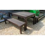 A wooden garden table with two benches - Table Width 160cm x Depth 90cm