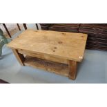 A rustic pine coffee table with undertier - Height 50cm x 121cm x 60cm