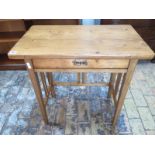 A stripped pine 19th century side table with single drawer mounted,