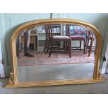 A Victorian style gilt over mantle mirror - 77cm x 124cm