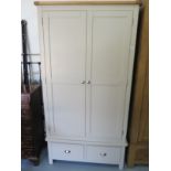 A modern painted shaker style double wardrobe with a base drawer - 190cm x 98cm