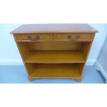 A reproduction yew wood open bookcase with adjustable shelves - as new - 76cm x 75cm