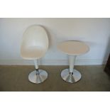 A Magis Bombo adjustable swivel chair in white and a matching adjustable Bombo bistro table both