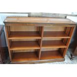 A reproduction yew wood double open bookcase with adjustable shelves - Height 92cm x 120cm x 30cm