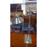 A nickel plated Art Deco style desk lamp on rectangular stepped base - Height 58cm