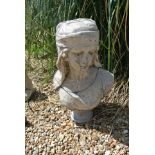 A large bust of a girl wearing a bandana after a 19th century original by Pugli - Height 56cm