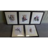 Five Limited Edition lithographs by Sue Macartney Snape, signed,