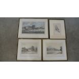 A print of Sir Isaac Newton and three prints of Twickenham - 39cm x 30.5cm, 56cm x 41cm and two 36.