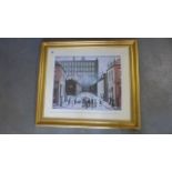 A print of Street Scene - Southport - originally by L S Lowry - 44cm x 53cm - in a gilt frame