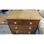 A small Victorian stripped pine four drawer chest - Height 80cm x 81cm x 44cm