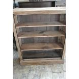 A Victorian oak three shelf adjustable bookcase - Height 108cm x Width 93cm