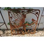 A large fairy with bird 2mm mild steel silhouette wall panel - 97cm square