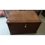 A pine Victorian style box with metal banding - Height 54cm x 87cm x 61cm