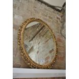 An early 20th century gilt pierced framed oval mirror - 83cm x 68cm