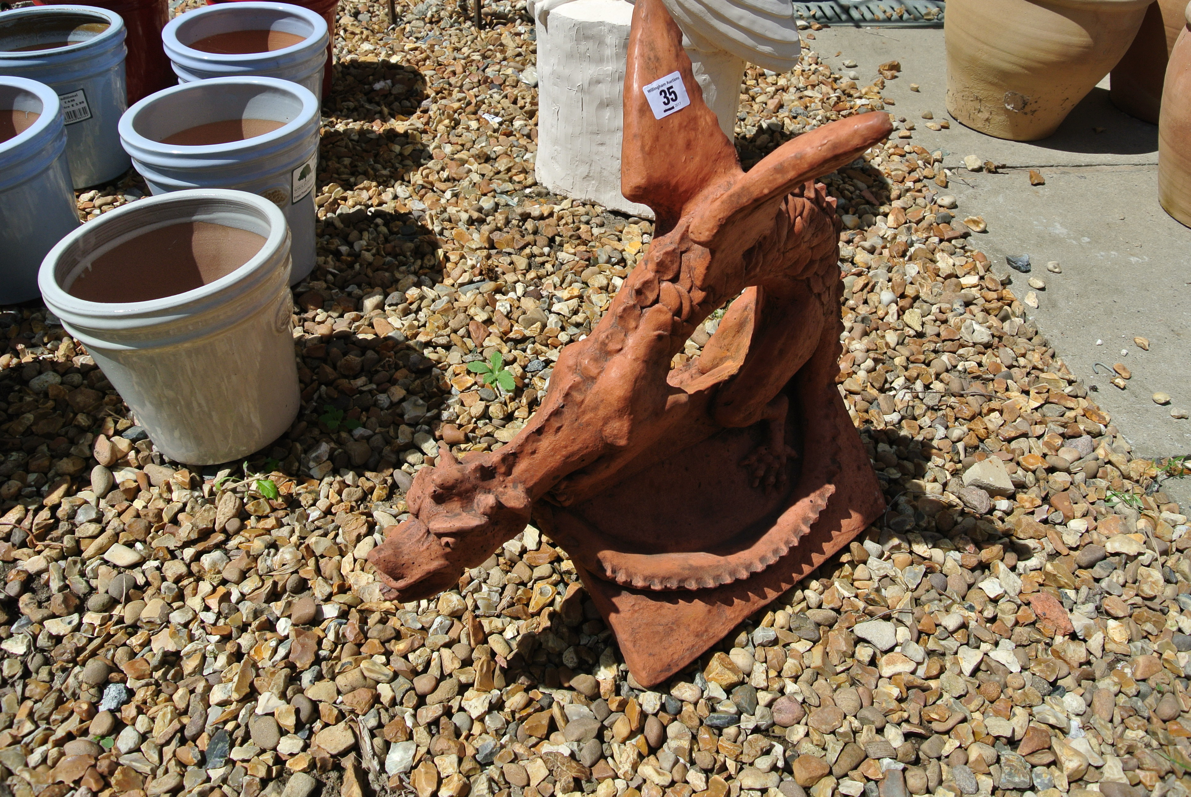 A winged dragon roof ridge tile - Width 25.