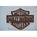 A pierced metal Harley Davidson wall panel - Width 57.