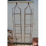 A pair of wrought iron square garden obelisks with ball finials - Height 228cm x 33cm square
