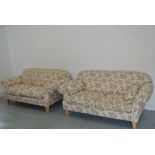 A pair of foliate decorated sofas originally bought from Sofa and Co - Width 180cm