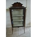 An Edwardian decorated display cabinet - Height 140cm x 60cm x 32cm