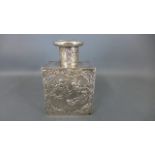 A Continental silver embossed lidded tea caddy flask - approx weight 5 troy oz - in good condition,