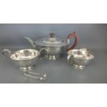 A hallmarked silver tea set - Sheffield 1925/26 - approx weight 40 troy oz - in good condition,