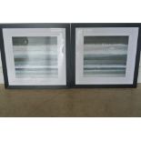Two abstract design colour prints - 50cm x 50cm - possibly retailed by Eicholtz