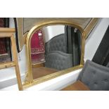 A modern gilt over-mantle mirror - 28cm tall x 124cm