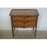 A 19th century Continental two drawer chest with a galleried top and ormolu mounts - Height 77cm x