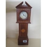 A miniature mahogany and inlaid cased grandfather clock with American movement - 10cm x 7.