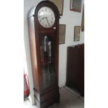 A 1930s oak grandmother clock with a three train movement - 188cm high