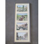 Alan Firth a collection of four canal barge scenes prints in one frame - frame size 55cm x 22cm