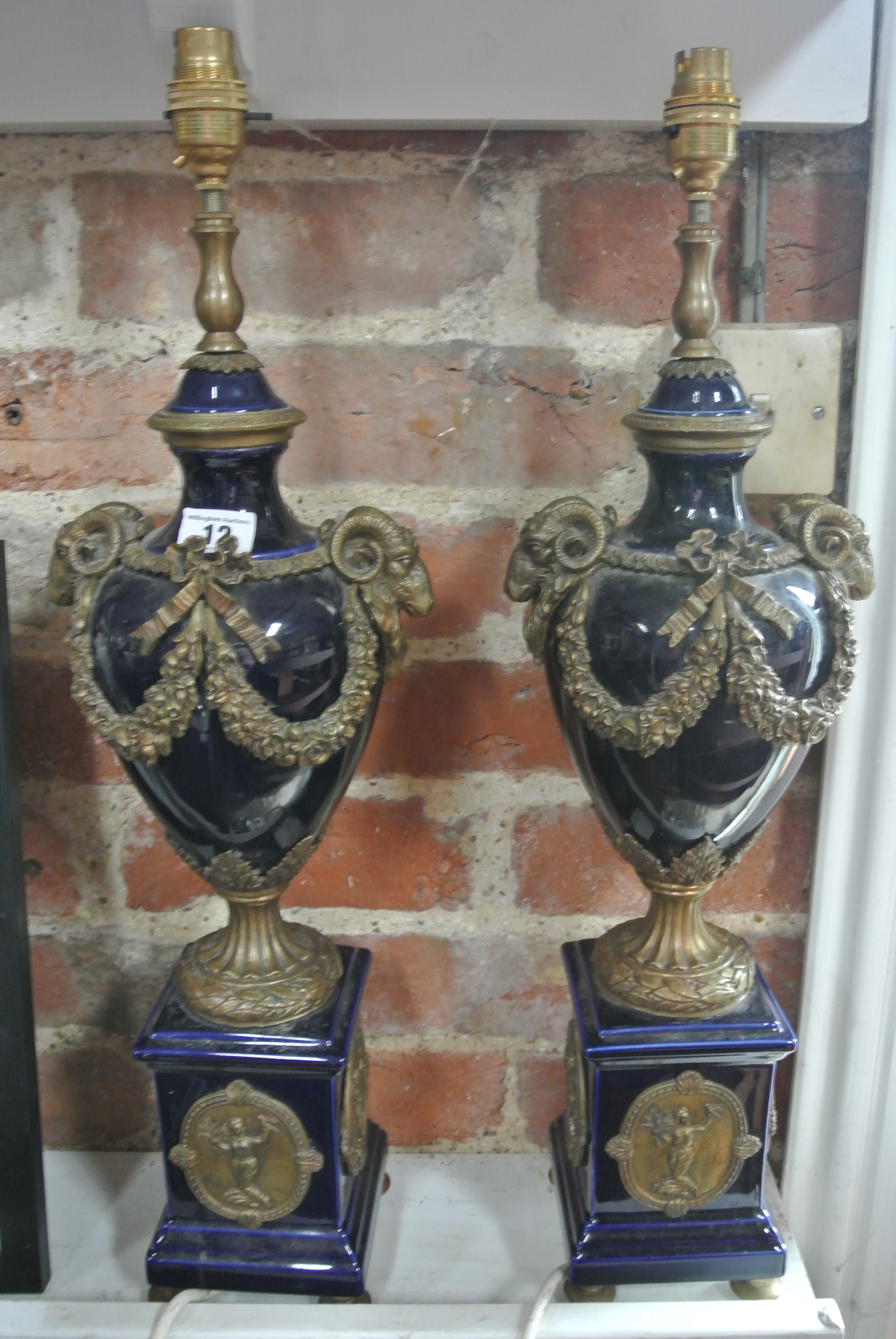 A pair of modern Adams style table lamps - Height 61cm