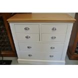 A good quality new white chest with an oak top - Width 96cm x Height 92cm