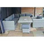 A Bramblecrest all weather Allegra casual dining set with a stool and an armchair and a high table