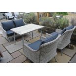 A Bramblecrest all weather Allegra Classic two seater sofa with two classic sofa armchairs