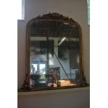 A 19th century gilt over mantle mirror - Height 127cm x Width 112cm - please note glass plate has