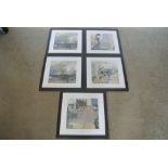 Five abstract design colour prints each 50cm x 50cm - possibly retailed by Eicholtz