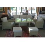 A Bramblecrest casual dining set consisting of a three seat sofa, two armchairs,