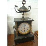A 19th Century slate and marble mantle clock - no key