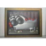 Peter Smith Limited Edition Giclee on canvas print entitled Rub a Dub Tub - 21 inches x 28 inches -
