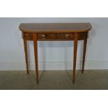 A D end walnut side table, one large drawer raised on tapering square supports - 91.