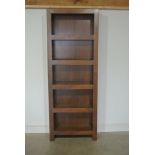 A modern mahogany effect bookcase with fixed shelves - Height 205cm x Width 76cm x Depth 30cm