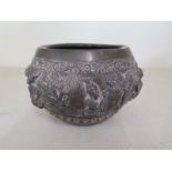 An Asian silver bowl with embossed decoration - Height 10cm x Diameter 16cm - weight approx 10.