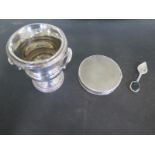 A hallmarked silver cup, compact and spoon - approx total weight 4.